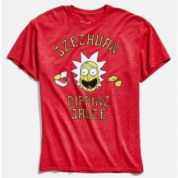 Rick and Morty Szechuan Dipping Sauce Red Shirt - Picture 1 of 4